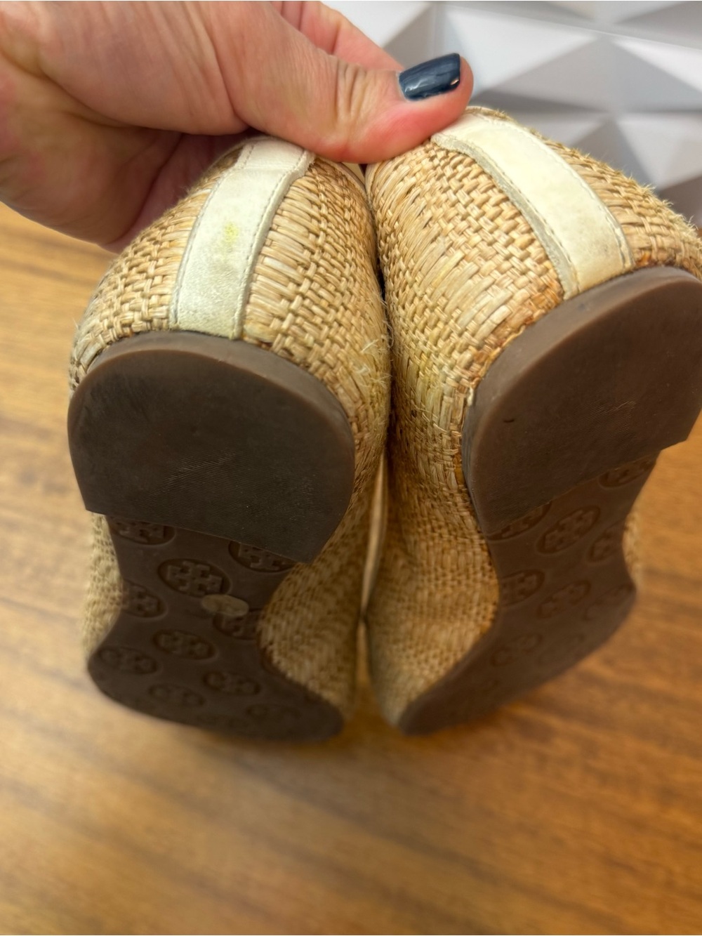 Tory Burch Reva Raffia Straw Ballet Flats Size 9 - Picture 8 of 9